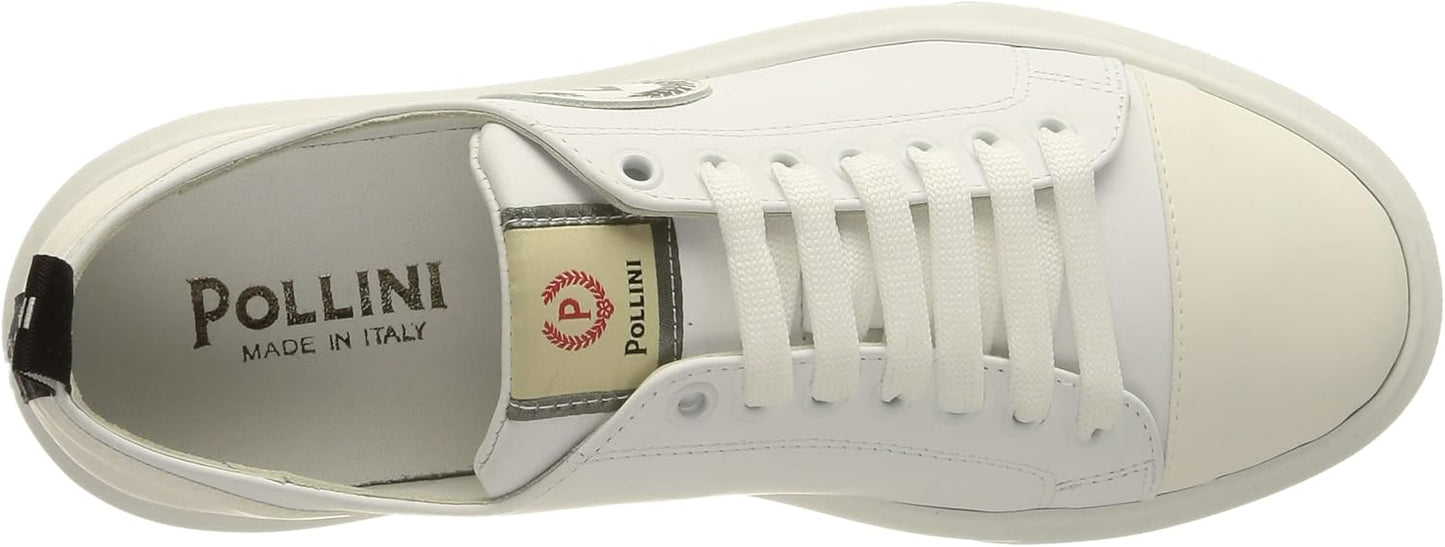 Pollini Men's White Calf Leather Sneaker with Rubber Sole