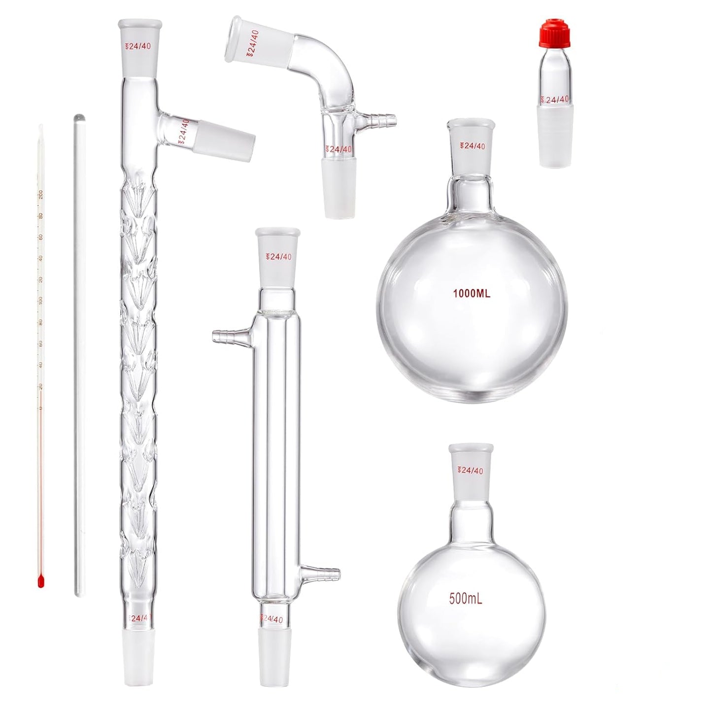 VEVOR 13-Piece 24/40 Glass Distillation Kit with 1000ml Bottle