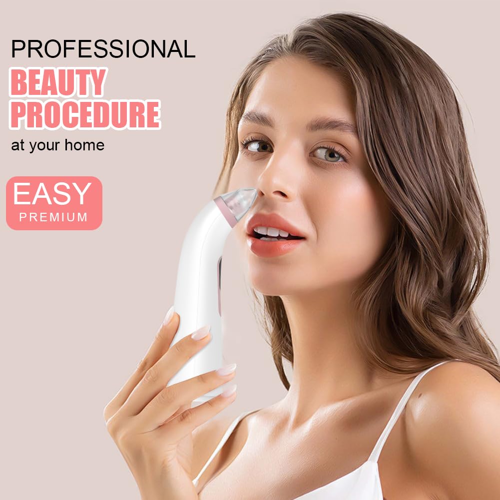 AOGOE Blackhead Remover Pore Vacuum 5 Modes 3 Suction Tips USB Rechargeable White