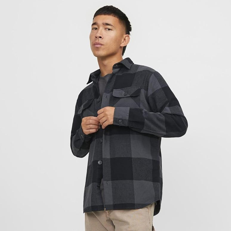 JACK & JONES Men's Comfort Fit Overshirt – Classic Cotton Long‑Sleeve Shirt
