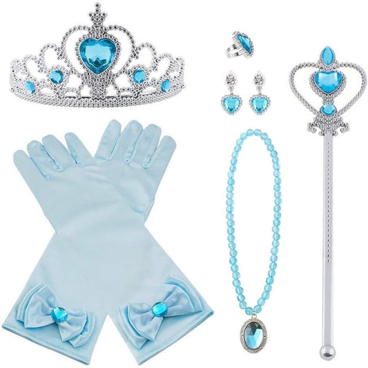 Vicloon Princess Dress-Up Set with Elsa Crown, Wand, Gloves