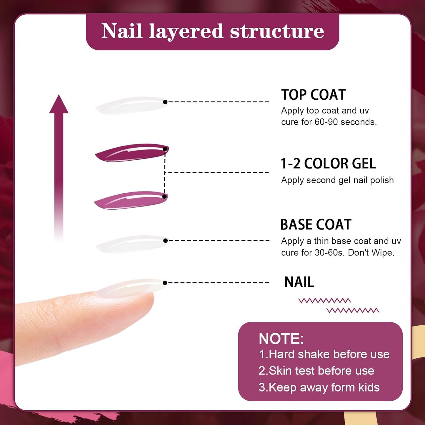 INPING 10-Color Red Black Glitter UV Gel Nail Polish Set