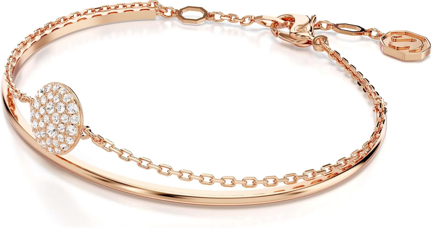 Swarovski Meteora Rose Gold Bangle Bracelet with Crystal Detailing