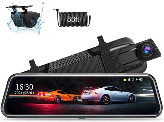 10-inch Touch Mirror Dash Cam with Dual 1080P Night Vision - Gomix Brands Outlet