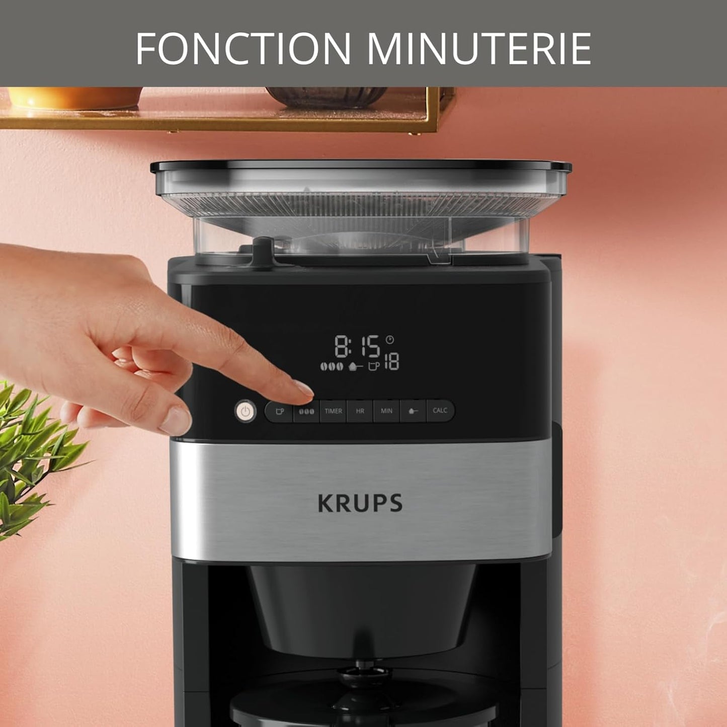 Krups Grind Aroma 10‑Cup Programmable Coffee Maker with Built‑In Grinder