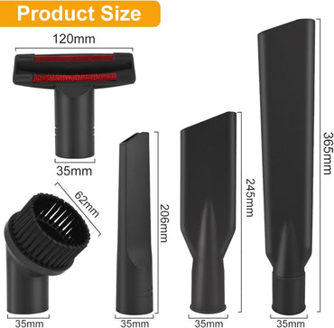Wiseten 35mm Universal Vacuum Nozzle Brush Set, 5‑Piece Black