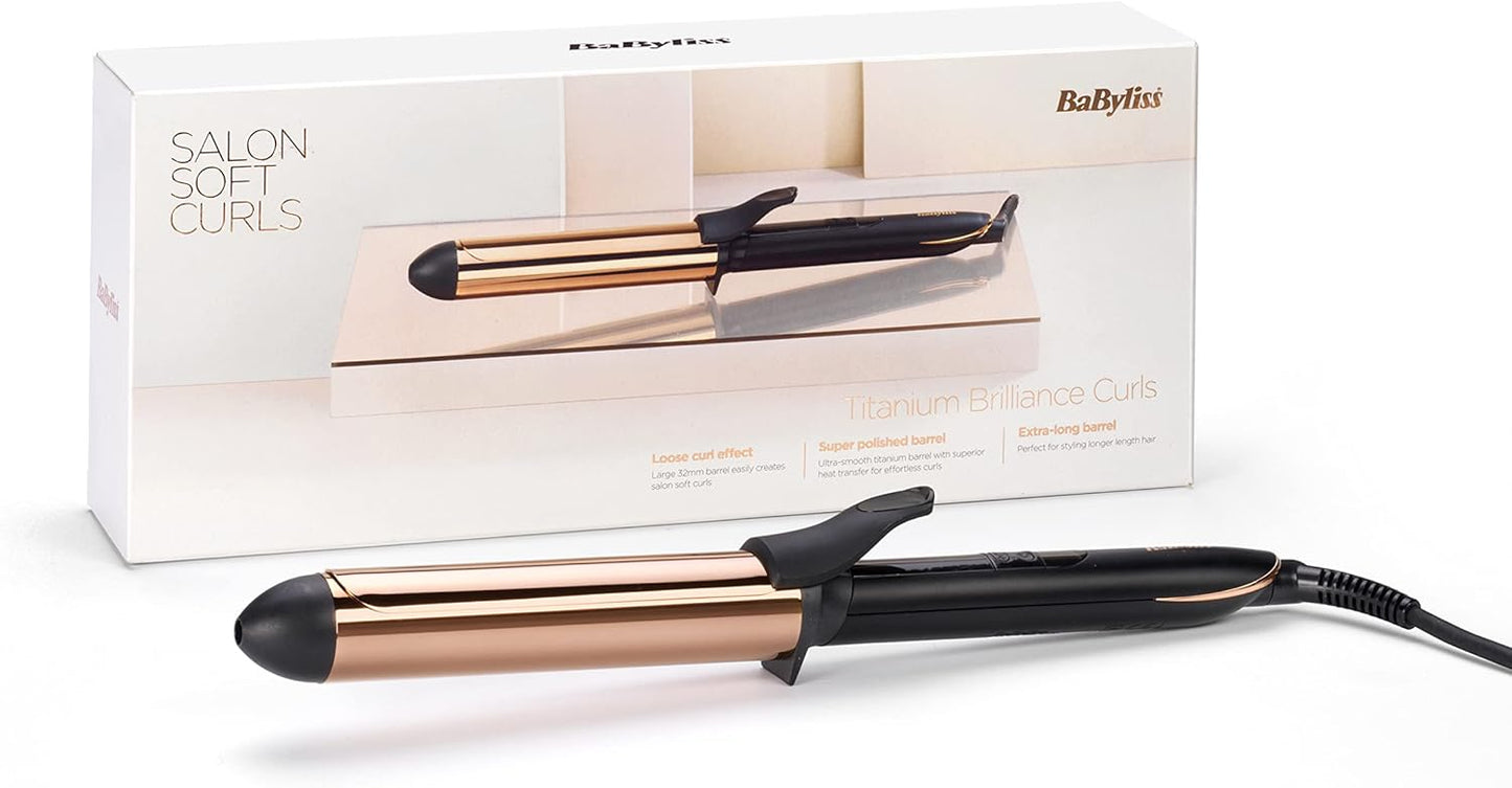 BaByliss Titanium Brilliance 32mm Curling Wand – Large Soft Waves