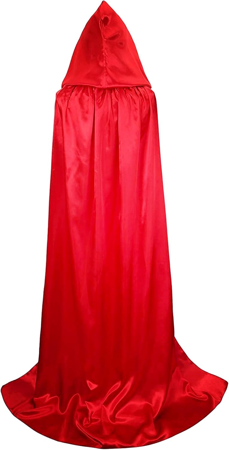 Black Red Halloween Cloak Unisex Long Cape for Kids Adults