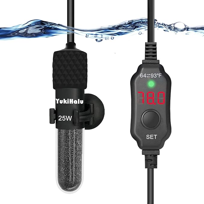 YukiHalu Compact Submersible Aquarium Heater with LED Display