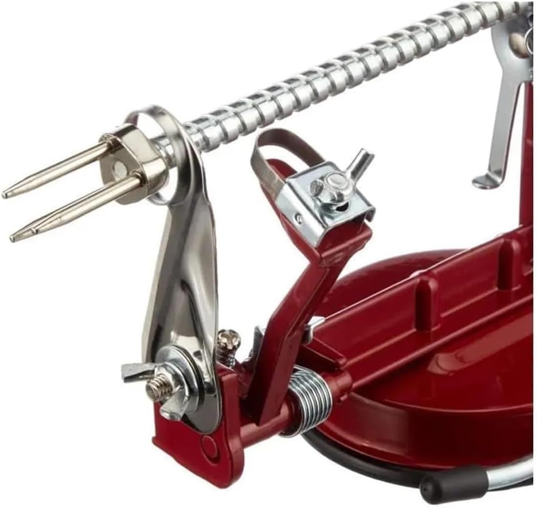 Baumalu Wine Red Metal Apple Peeler with Suction Cup