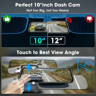 10-inch Touch Mirror Dash Cam with Dual 1080P Night Vision - Gomix Brands Outlet