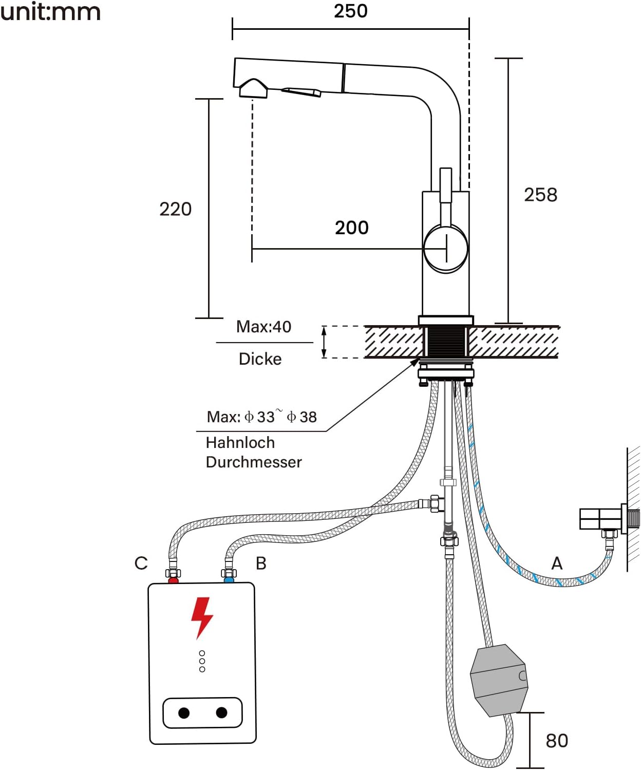 Lonheo Low-Pressure Kitchen Faucet with Pull-Out Sprayer, Brushed Stainless Steel