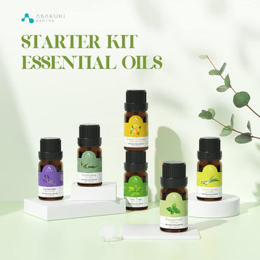 ASAKUKI 6-Count Essential Oil Diffuser Set – 10ml Bottles