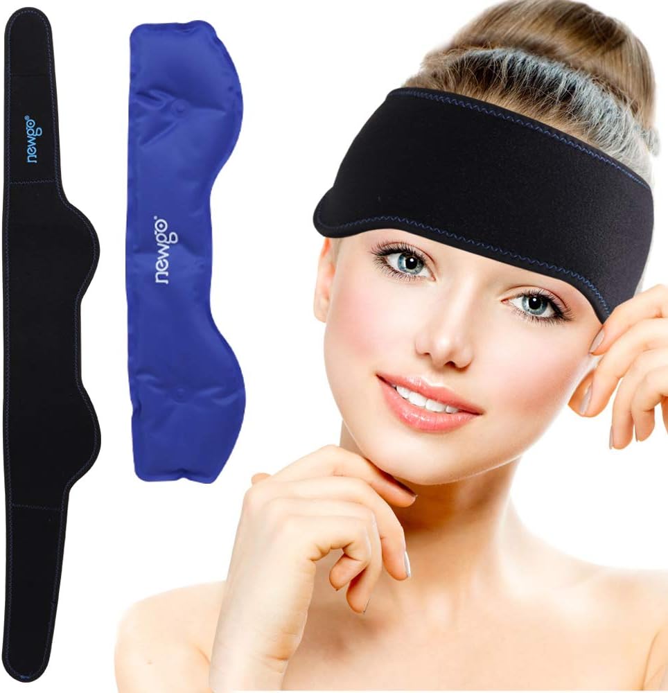 NEWGO Migraine & Headache Ice Pack Head Wrap for Sinus Pain Relief