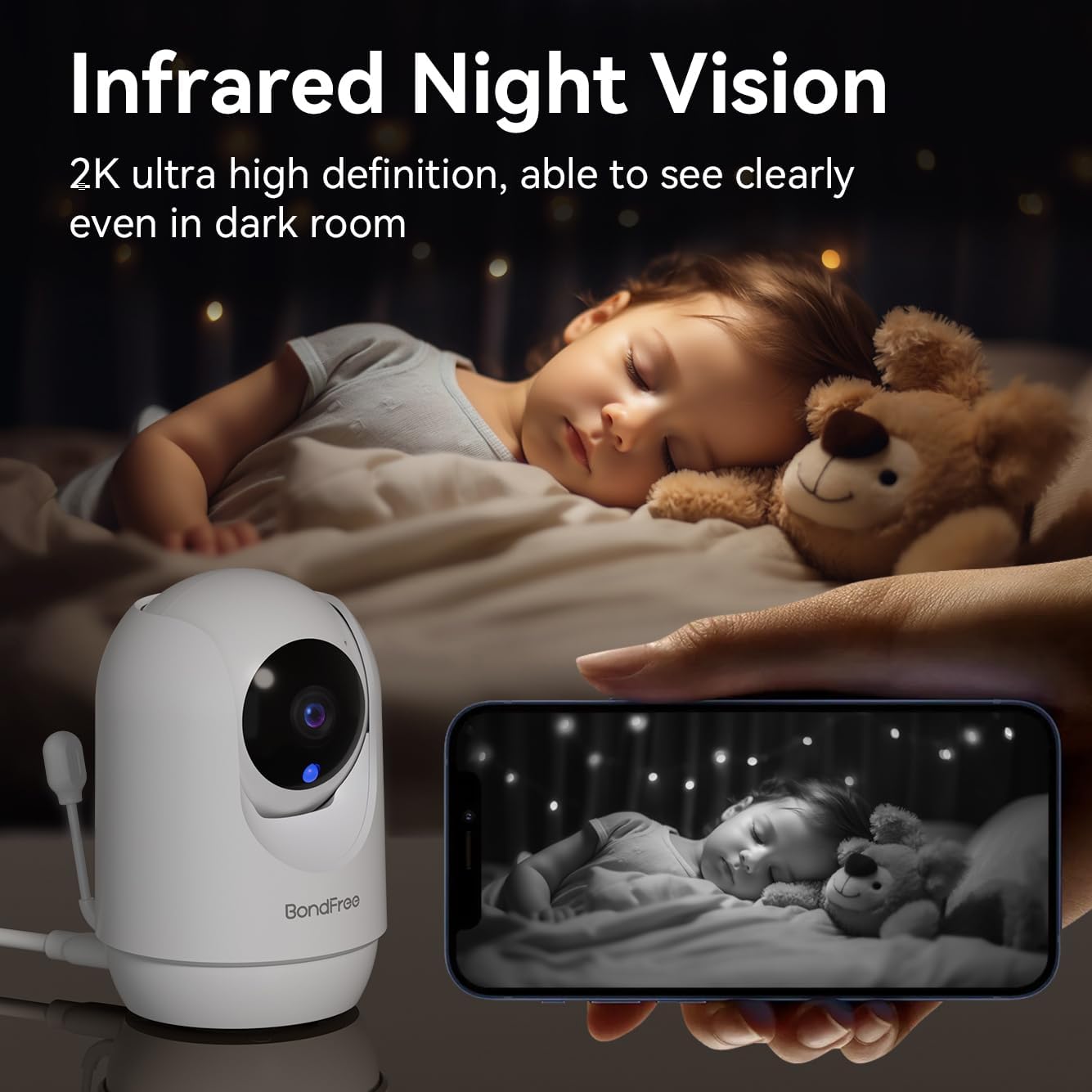 BondFree 2K HD Baby Monitor with Camera and Audio: Crystal Clear View