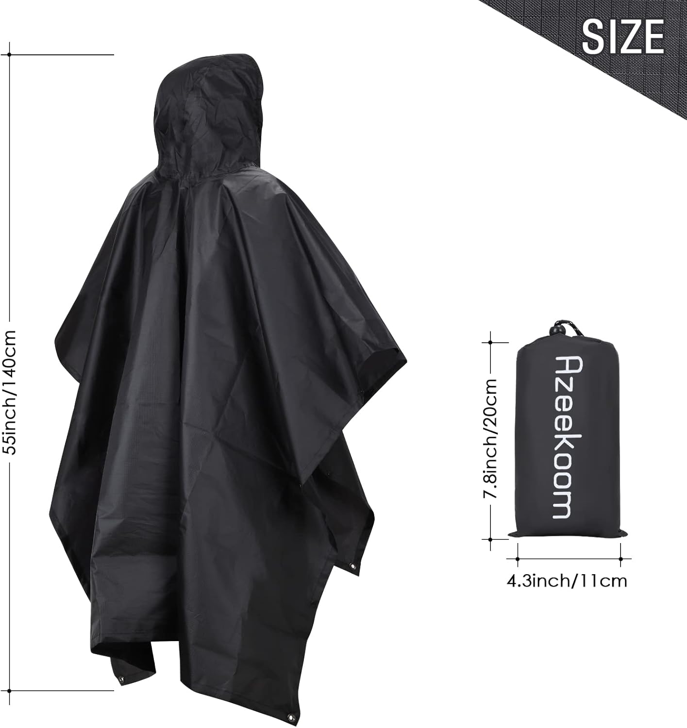 Azeekoom 3-in-1 Waterproof Rain Poncho, Tent, and Blanket