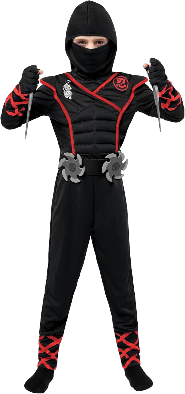 Spooktacular Creations Boys Ninja Costume Medium with Daggers and Stars