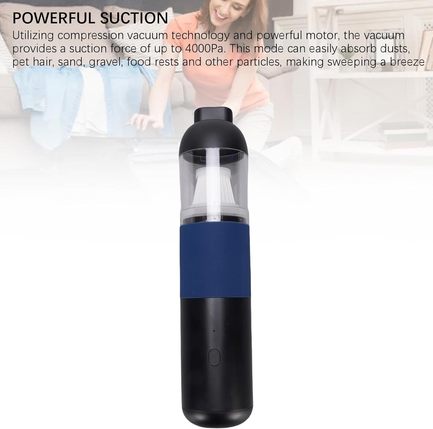 Powerful 4000Pa Mini Handheld Vacuum Cleaner – Cordless, Quiet