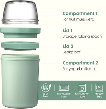 Mitsemmo Dual-Compartment Leakproof Portable BPA-Free Travel Snack Container - Gomix Brands Outlet