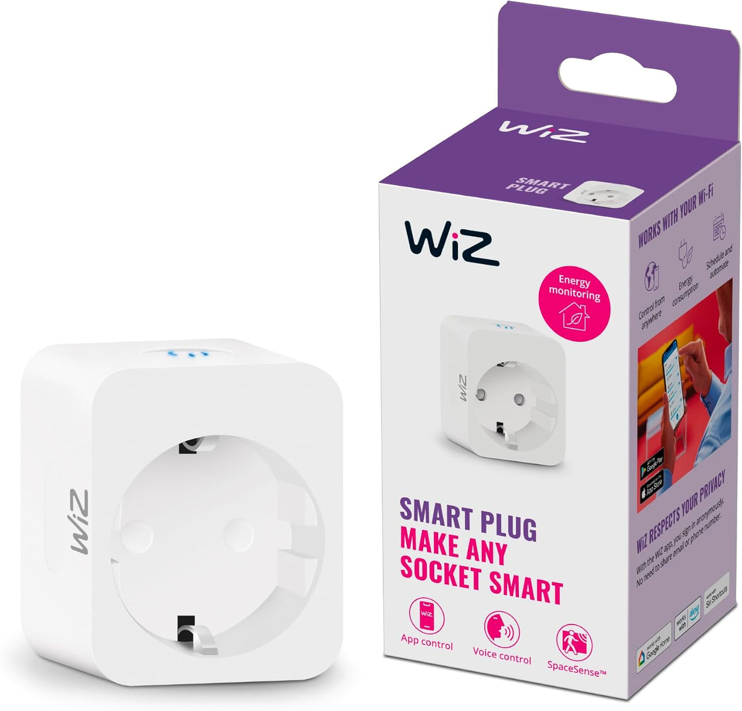 WiZ White Type F Smart Plug with Power Meter