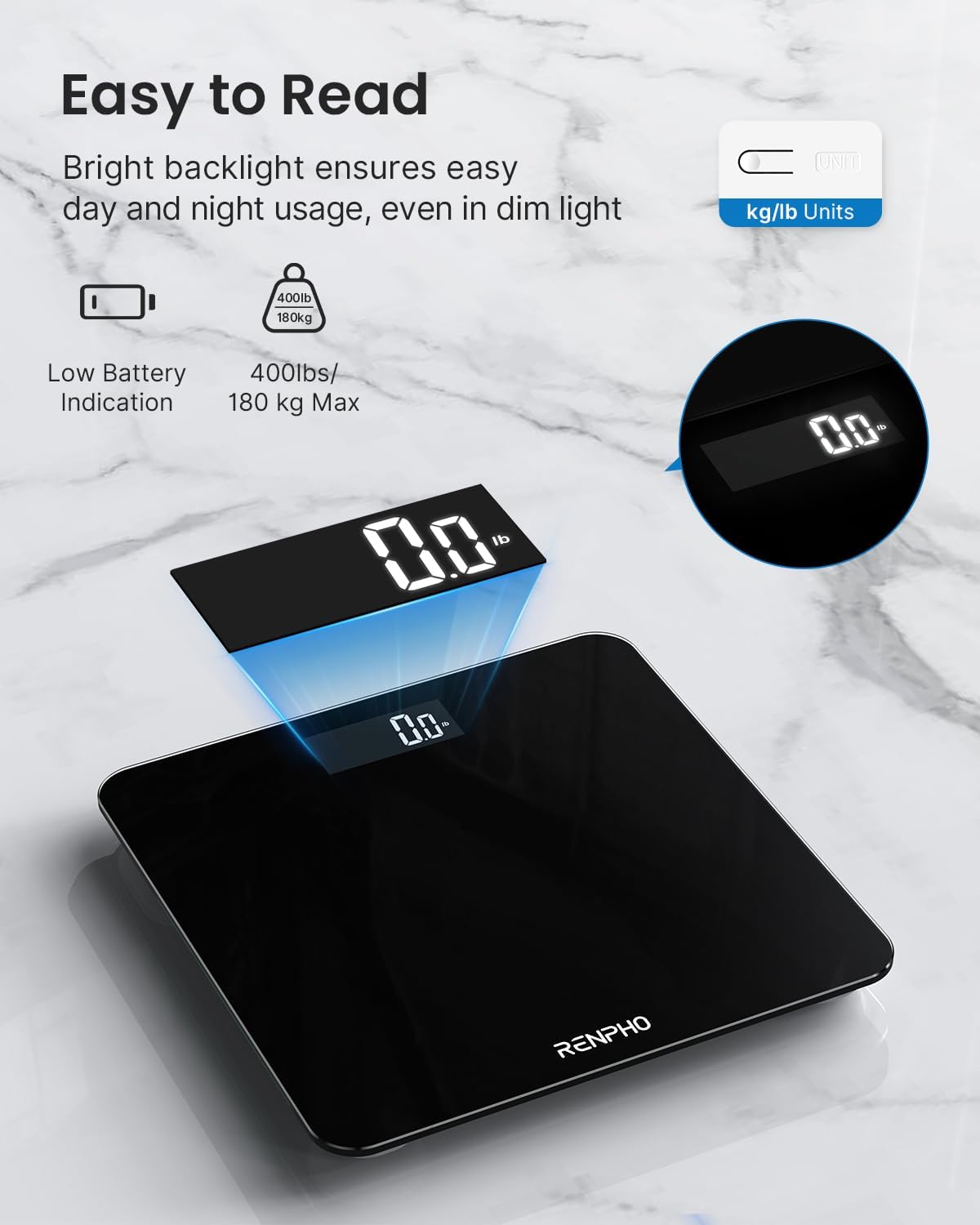 RENPHO Ultra Slim Digital Bathroom Scale with High‑Precision Sensors