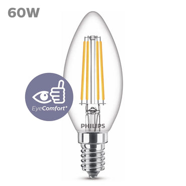 Philips Premium Classic B35 LED Candle Light Bulb, E14 Small Edison Screw, 6.5W 60W Equivalent, Warm White 2700K - Gomix Brands Outlet