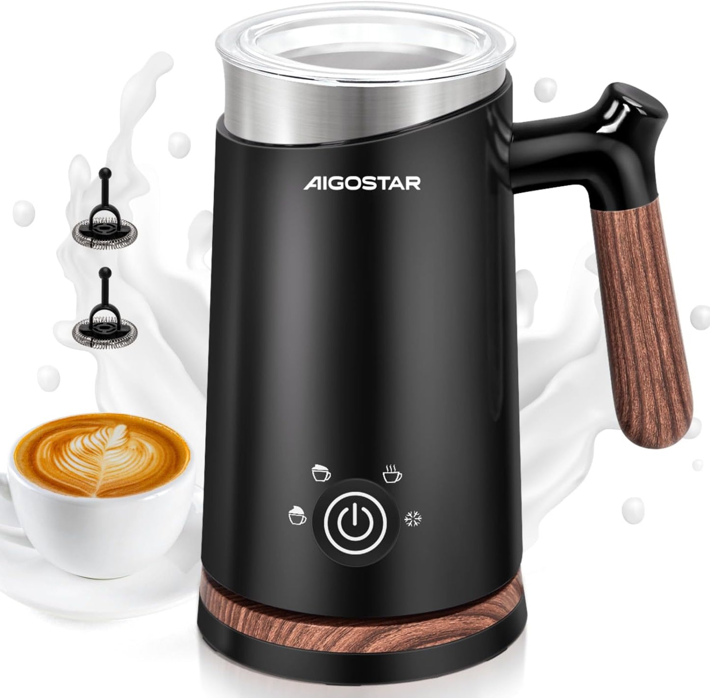 Aigostar Automatic Milk Frother and Warmer, Electric Steamer for Creamy Coffee
