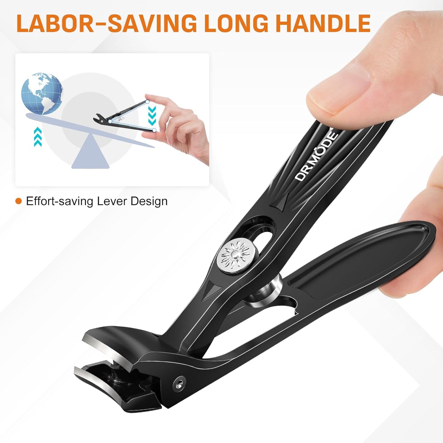 DRMODE Wide Jaw Angled Head Heavy Duty Toenail Clippers
