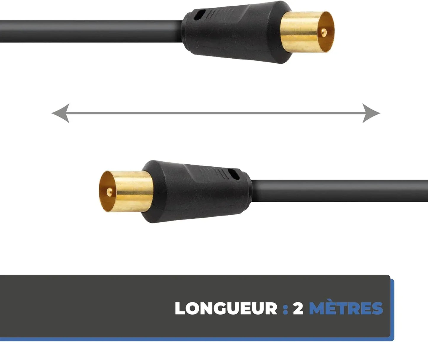 APM 408019 2m TV Coaxial Cable 9.52mm Male/Male with Female Adaptor - Gomix Brands Outlet