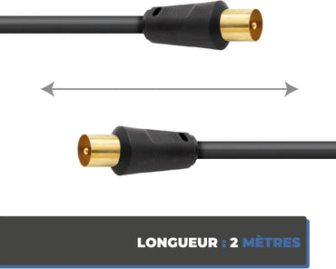 APM 408019 2m TV Coaxial Cable 9.52mm Male/Male with Female Adaptor - Gomix Brands Outlet