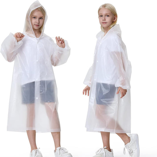 Newbyinn Raincoats 2 Pack EVA Rain Ponchos for Kids with Hood