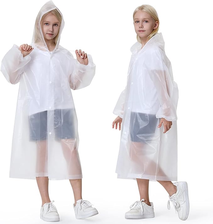 Newbyinn Raincoats 2 Pack EVA Rain Ponchos for Kids with Hood