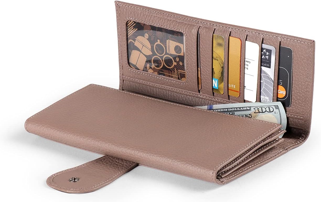 Otto Angelino Genuine Leather Zippered Envelope Wallet with RFID Blocking
