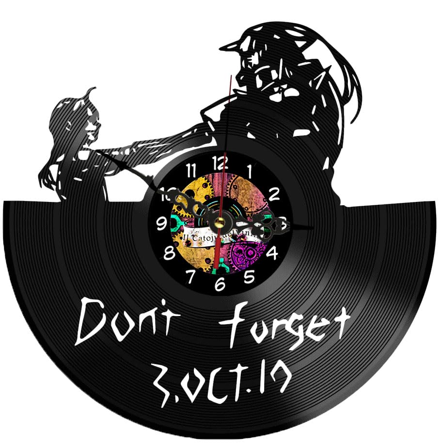 Fullmetal Alchemist Vinyl Clock – Black Handcrafted Vinyl Timepiece