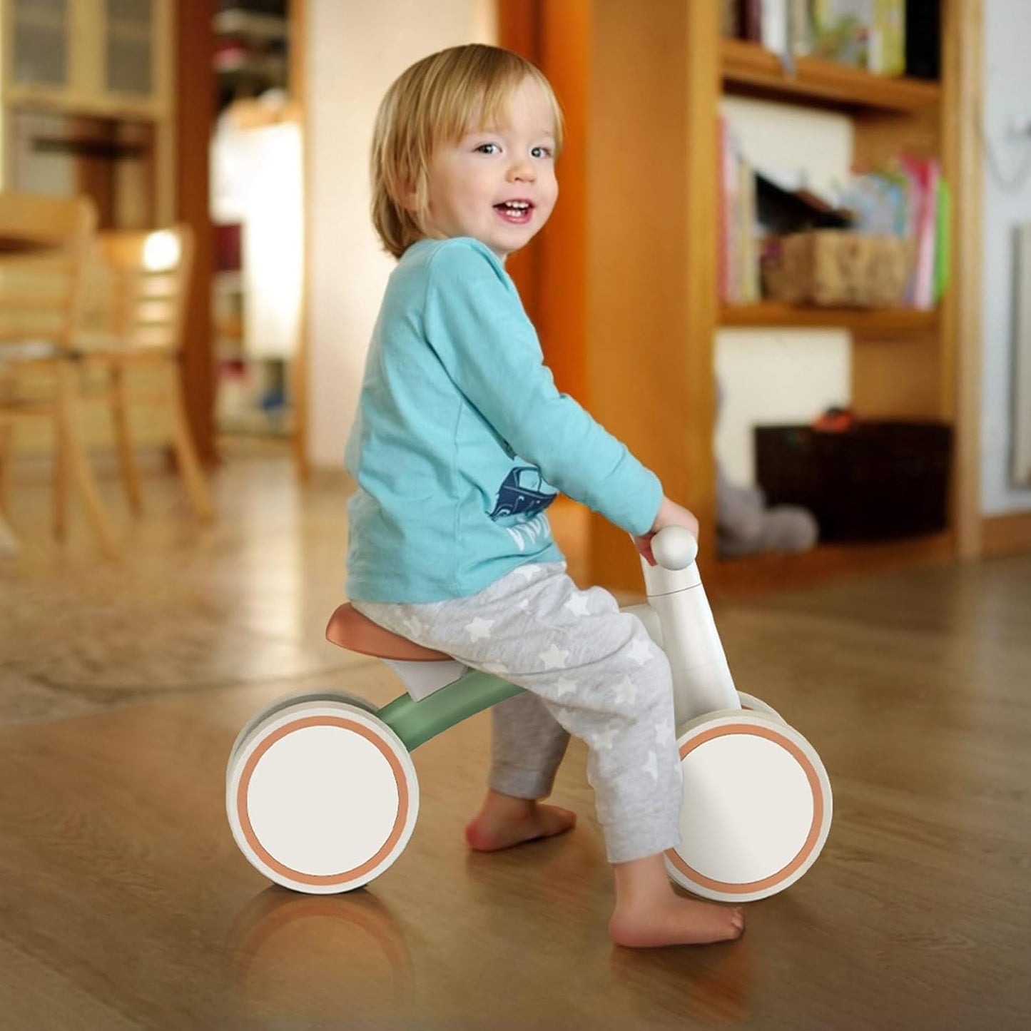 SEREED Kids Green Balance Bike 4-Wheel Toddler Ride-On