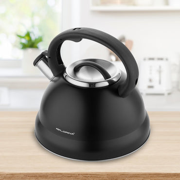 Florina Jacob 2.5L Stainless Steel Whistling Kettle – Black, Induction Ready - Gomix Brands Outlet