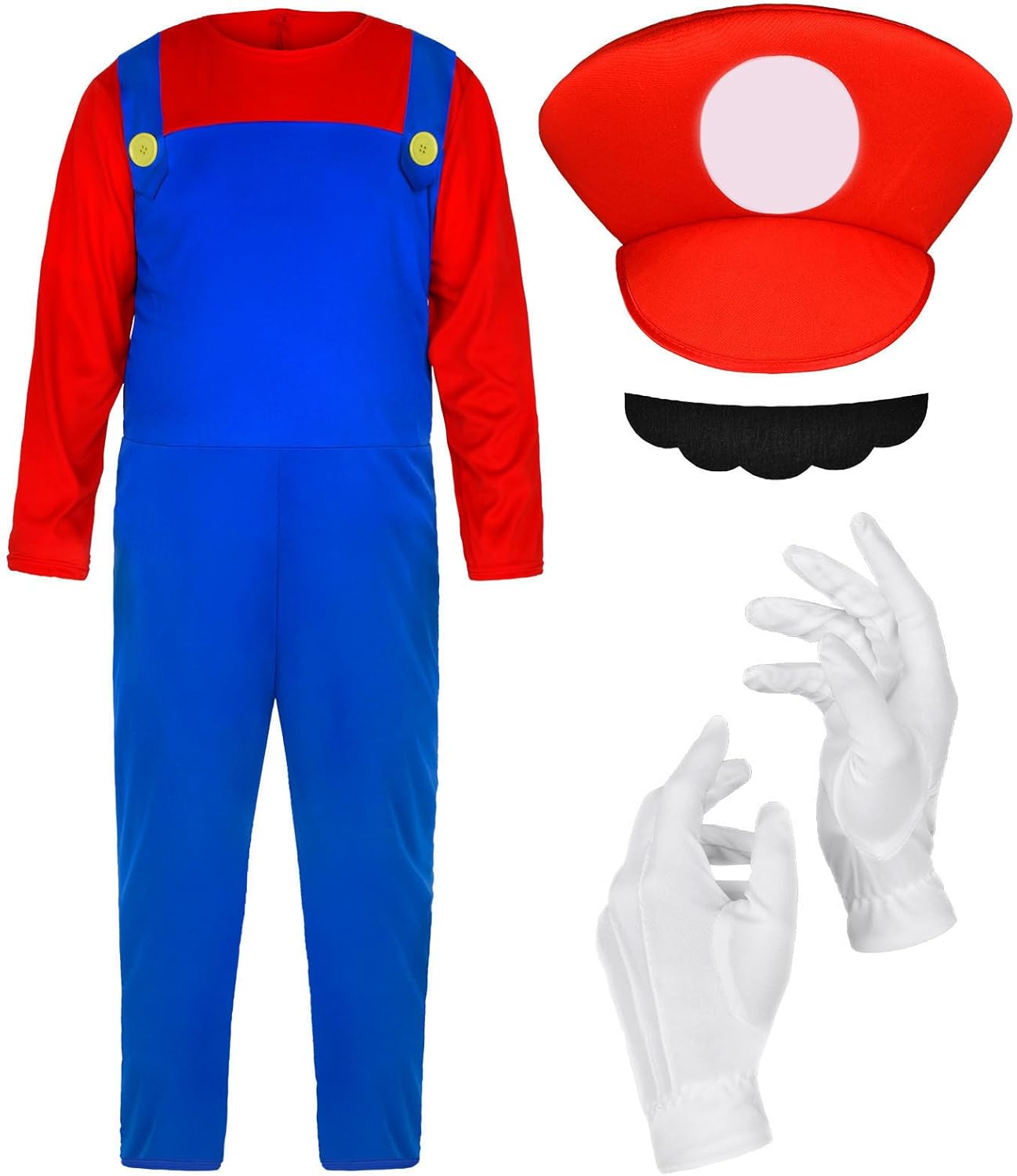 Aomig Mario & Luigi Cosplay Costume with Hat, Mustache, Gloves