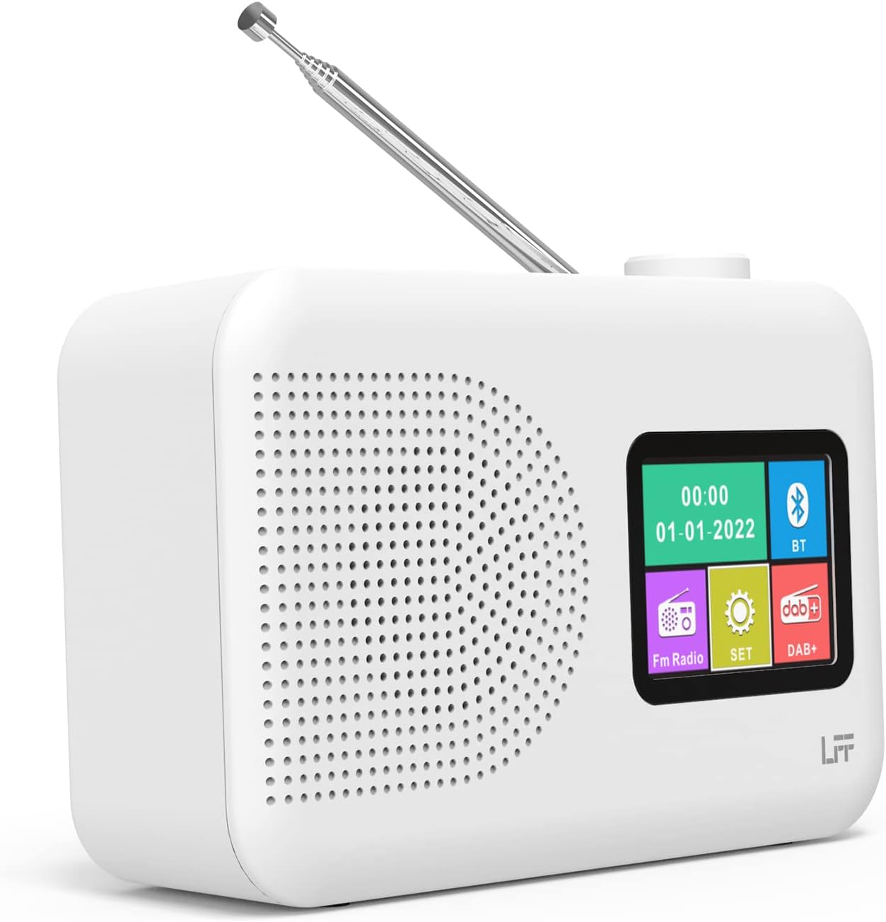 LFF White Compact DAB+ Digital Radio with Bluetooth and Alarm - Gomix Brands Outlet