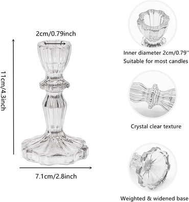 Elegant Clear Glass Candlestick Holder – Floral Design for Events