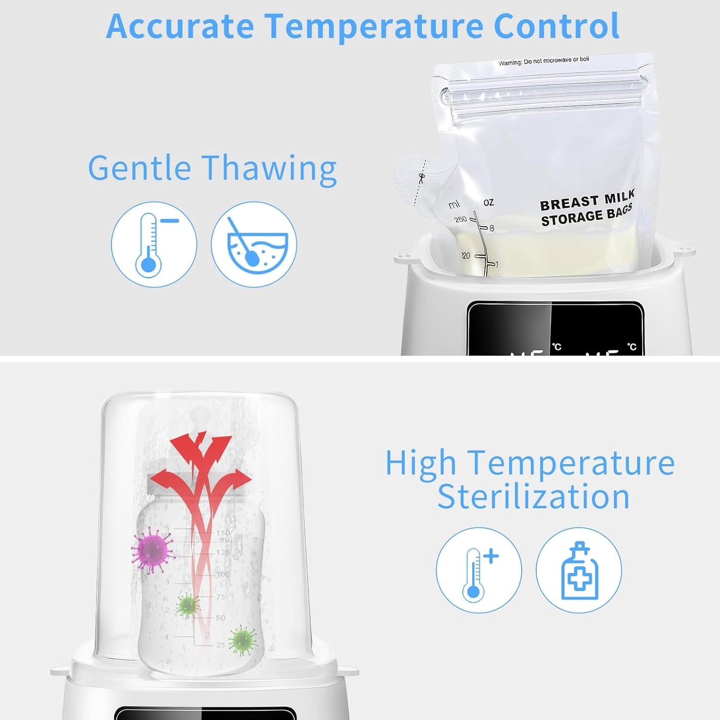 6-in-1 Multi-Functional Baby Bottle Warmer with Sterilizer Fast Digital