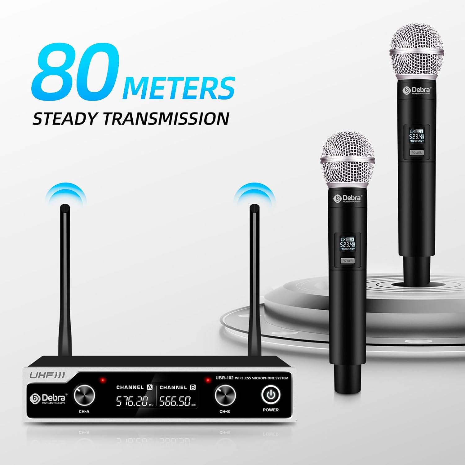 D Debra UHF Wireless Microphone System with Dual Handheld Mics