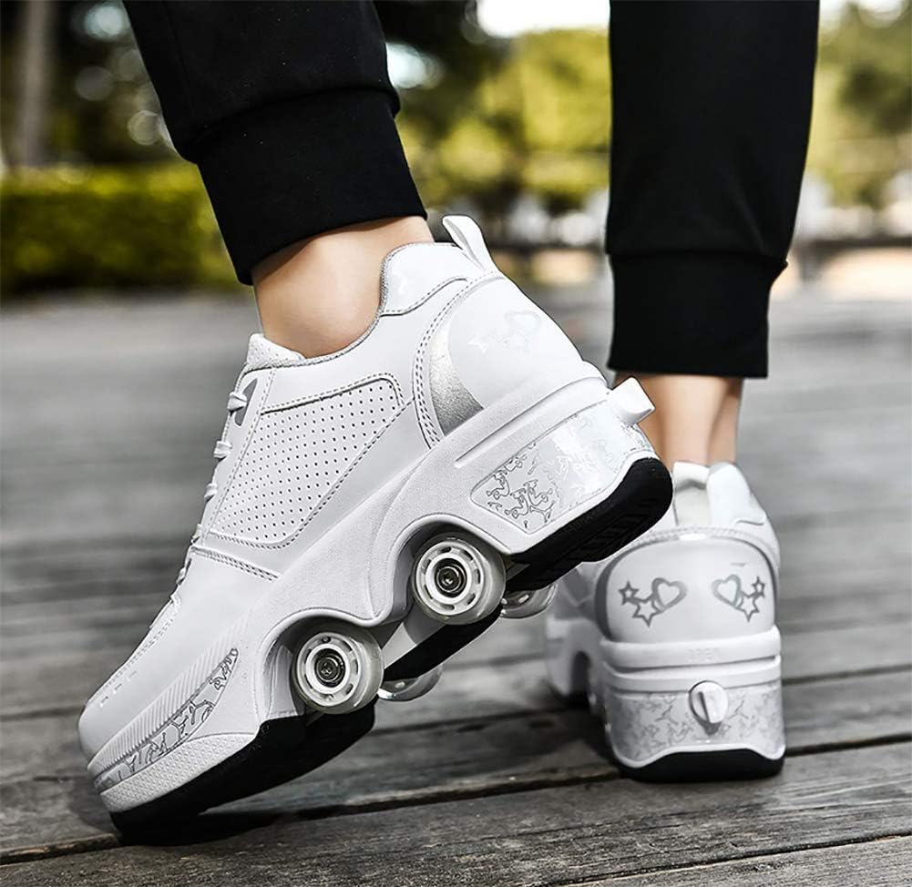 Versatile Retractable Double-Row Roller Skate Shoes for Adults and Kids