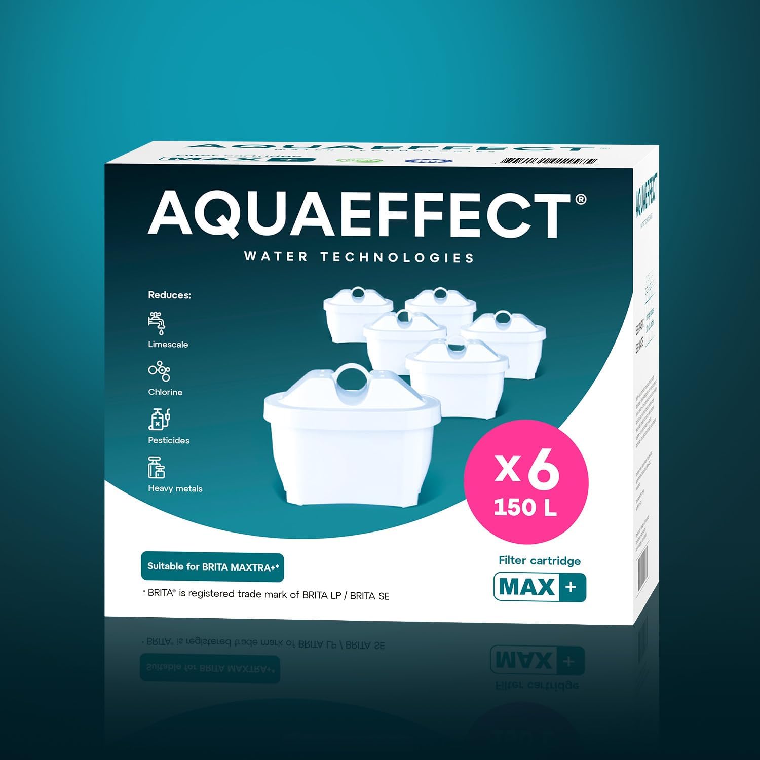 AQUAEFFECT MAX+ Water Filter Cartridges 6-Pack for Pure, Refreshing Water