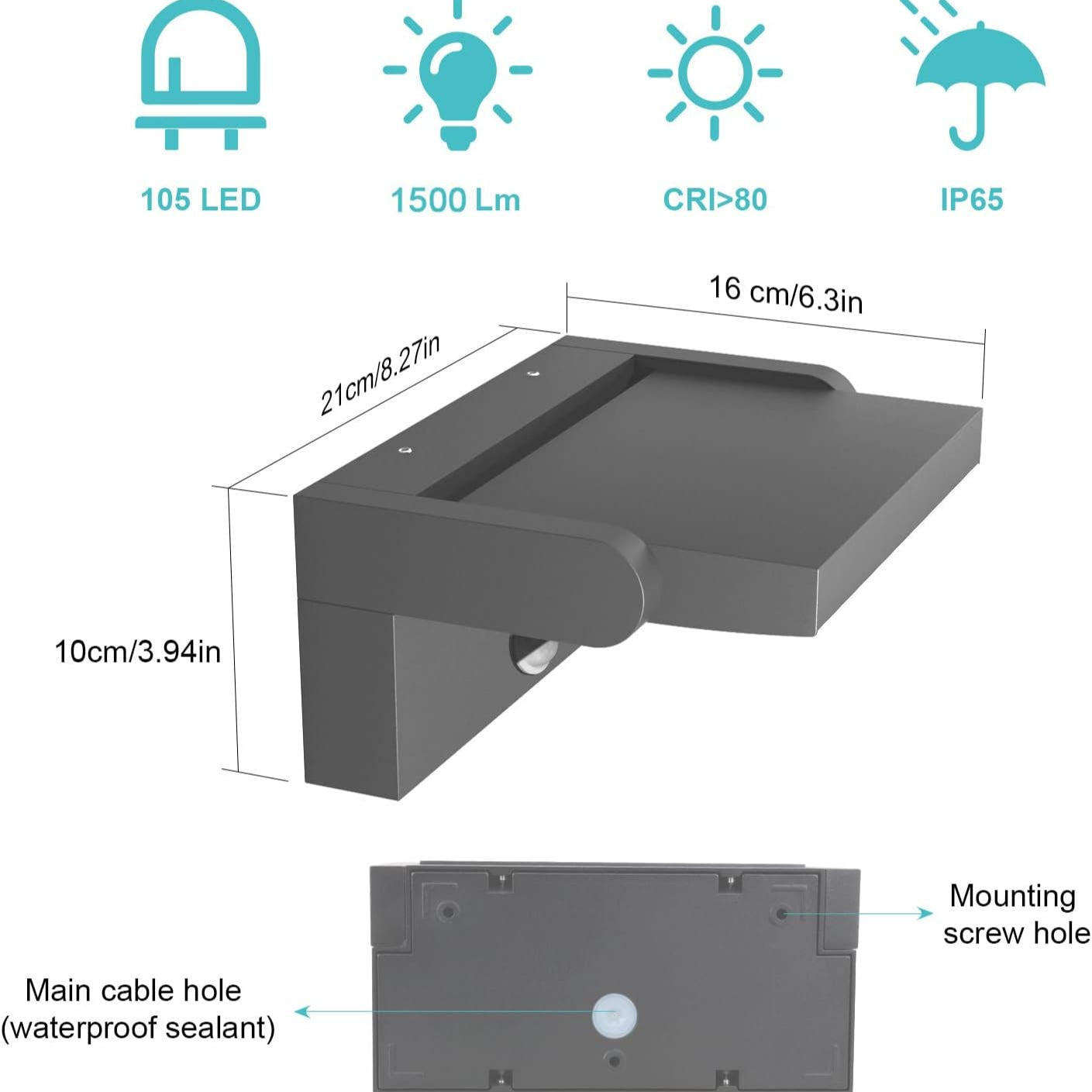 Klighten 24W Swiveling LED Wall Light with Motion Sensor