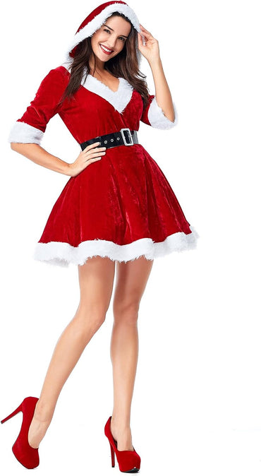 Jelysun Mrs. Claus Red Santa Costume for Women – Festive Dress