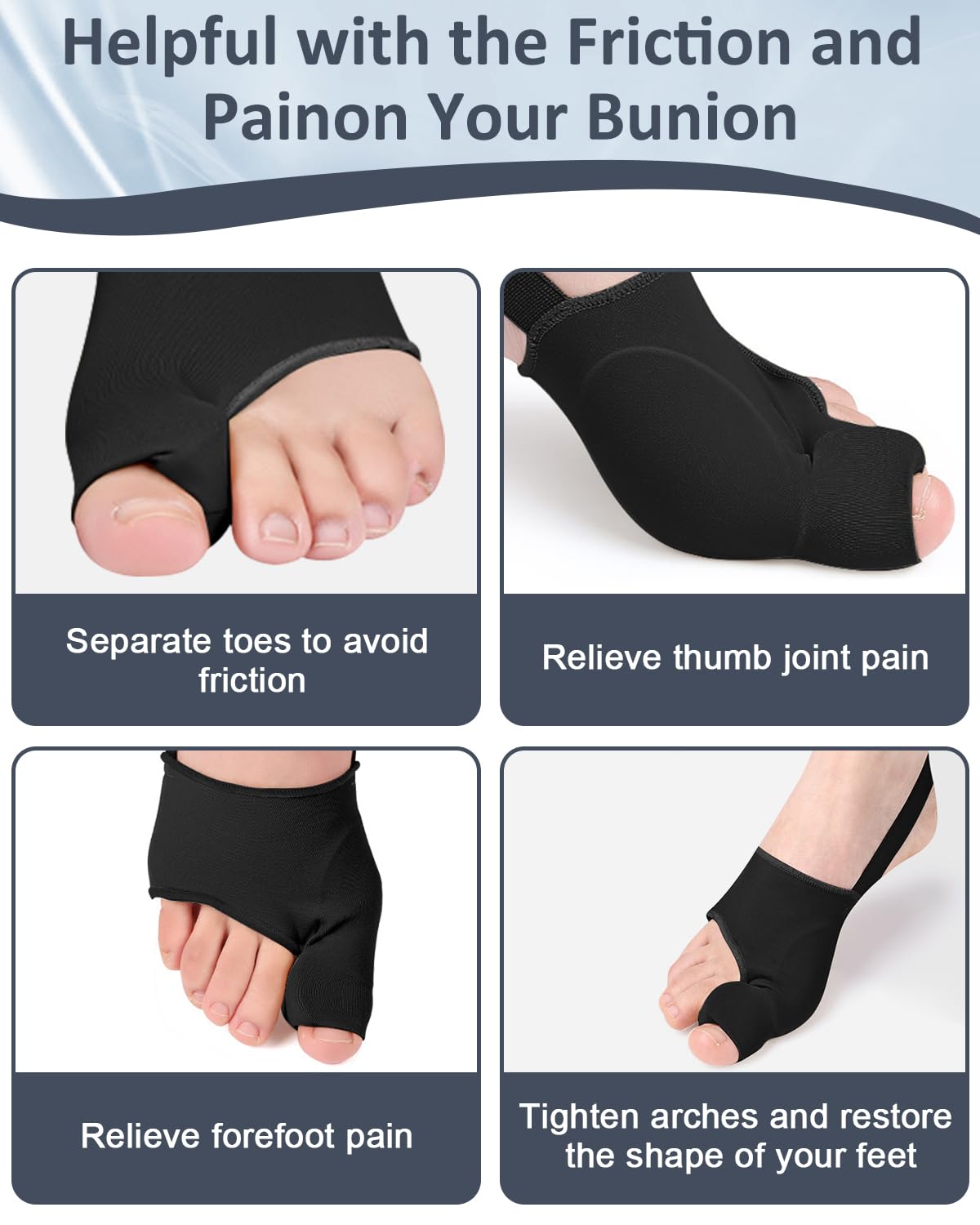 Comfort Fit Bunion Corrector for Pain Relief, Breathable Toe Straightener Spacers