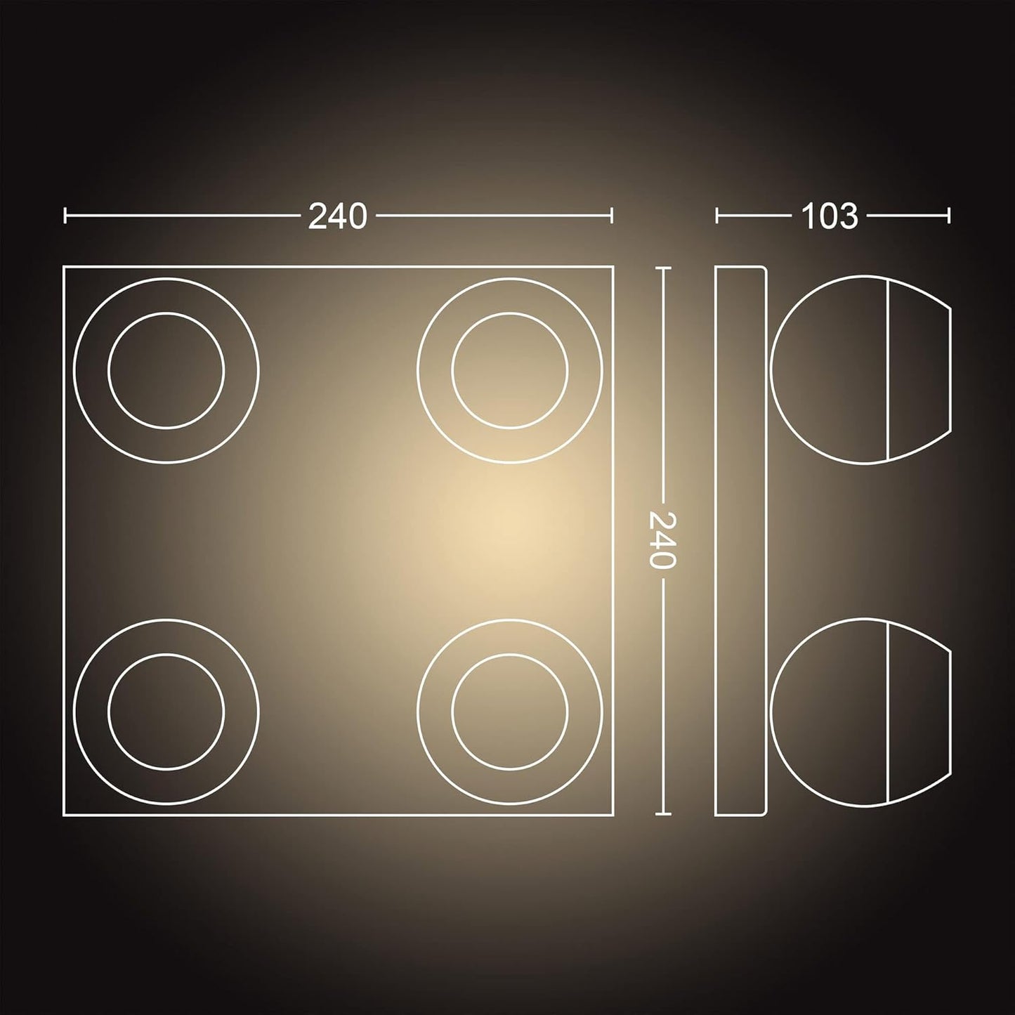 Philips Hue 4-Spot White Ambiance Smart LED Kit, Dimmable, App Control