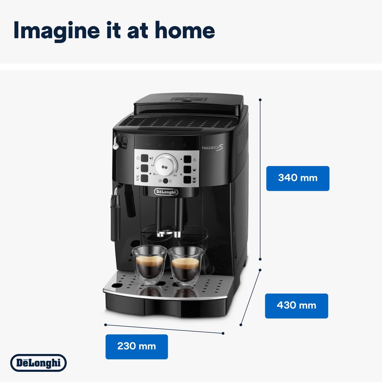 De'Longhi Magnifica S, Automatic Bean to Cup Coffee Machine, Espresso and Cappuccino Maker, ECAM22.110.B, Black