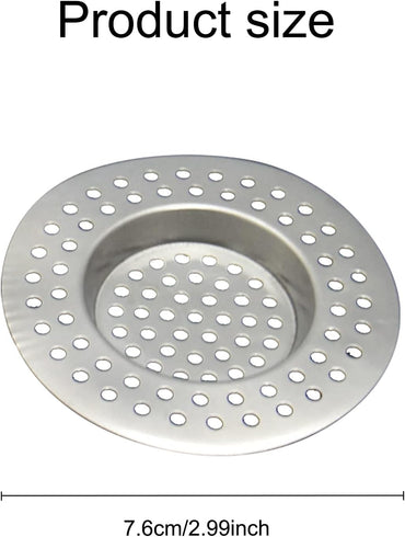 Sink Strainer Plug Hole Hair Catcher 2Pcs Stainless Steel Hair Catchers, Bathtub Shower Drain Cover Hair Catcher Sink Plug Stopper Drain Filter for Kitchen Bathroom Sink (7.6cm)
