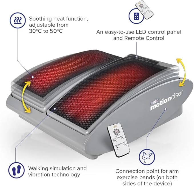 Massage device with heating function and remote control on a white background